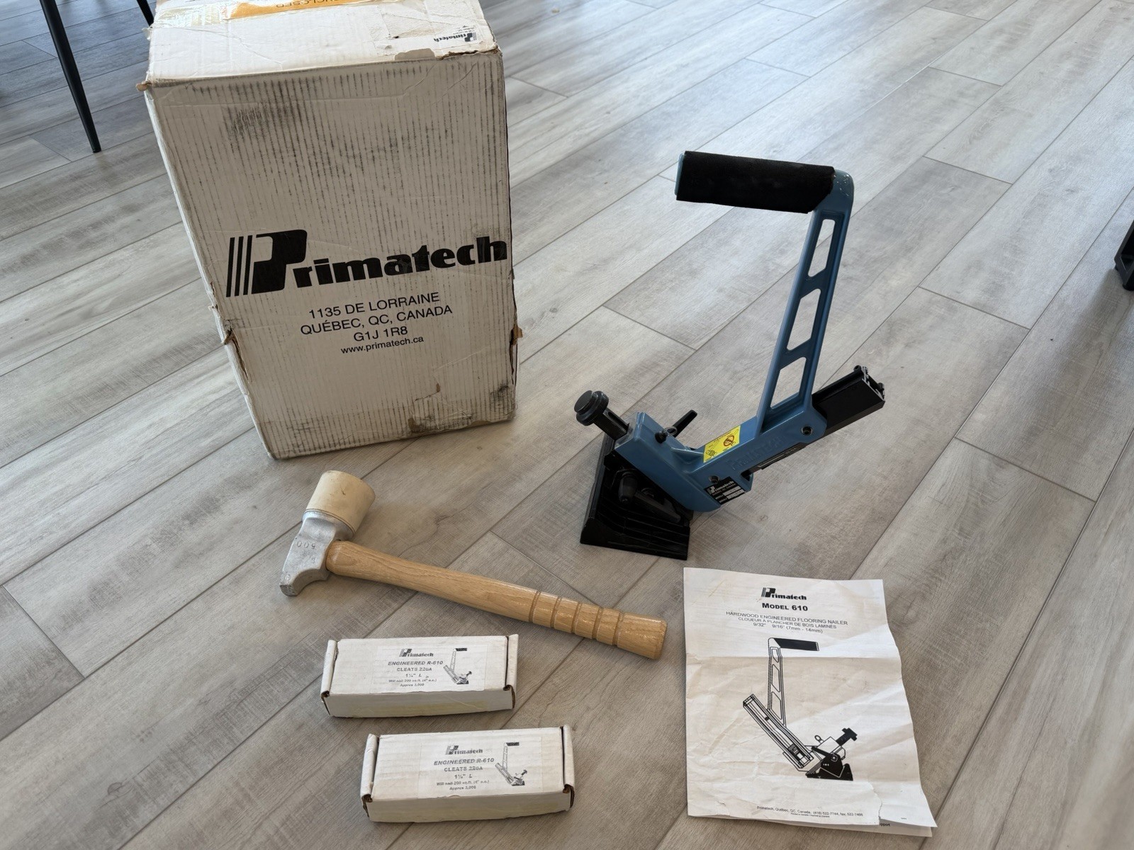Primatech 610 Hardwood Floor Nailer Great Condition + 2 Boxes 1-1/4 Nails Mallet