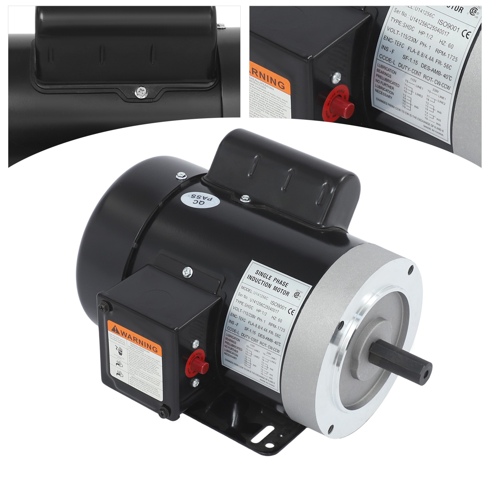 Industrial & Agricultural Single Phase Electric Motor 1725RPM 60Hz 1/2HP Motor