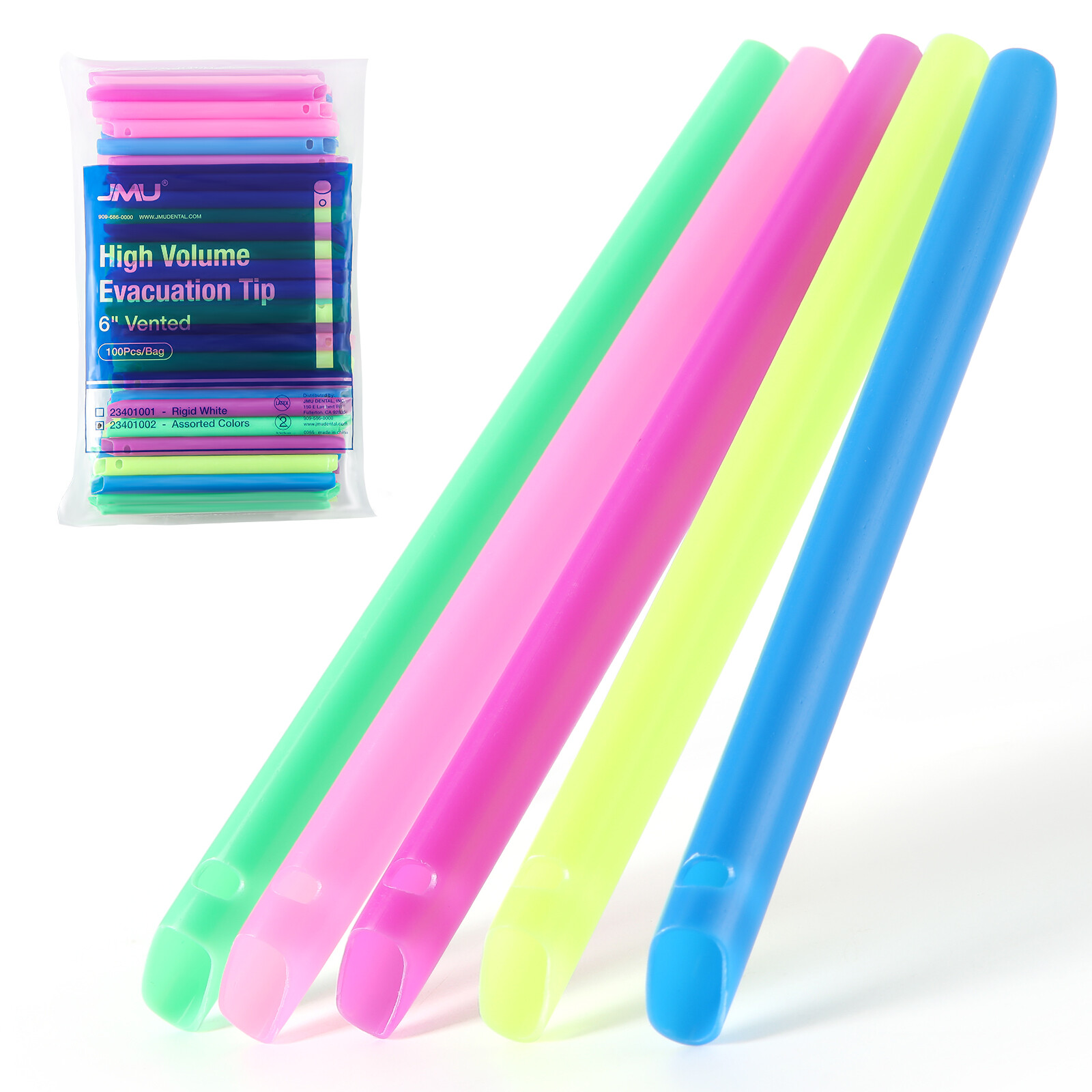 2000pcs/20bag JMU Dental High Volume Evacuation Suction Tips Disposab 6″ Vented
