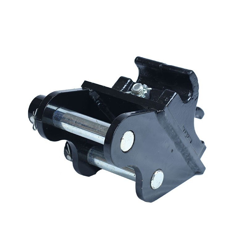 Quick-connect mechanical couplings for mini excavators, tool-free installation.