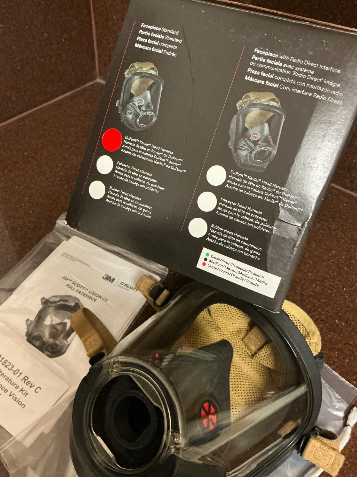 3M Scott VISION C5 Mask KEVLARHead-Net SCBA Firefighter Full Facepiece Sz Large