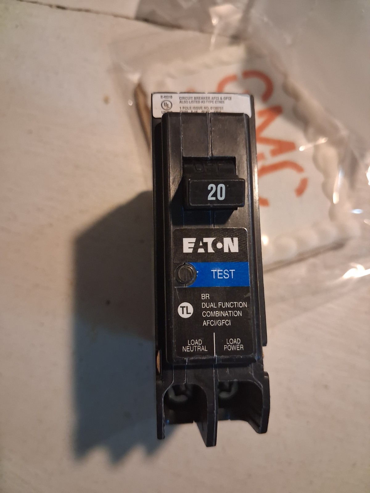 Eaton BRP120DF 120 20A 1-Pole Circuit Breaker