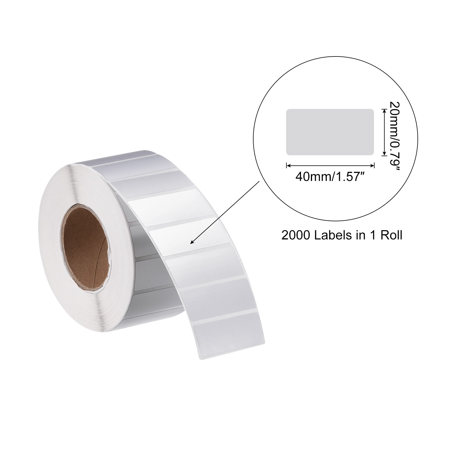 2000 Labels 1 Roll Rectangle Sticker Metallic Silver 1.57″x0.8″ 1 Row