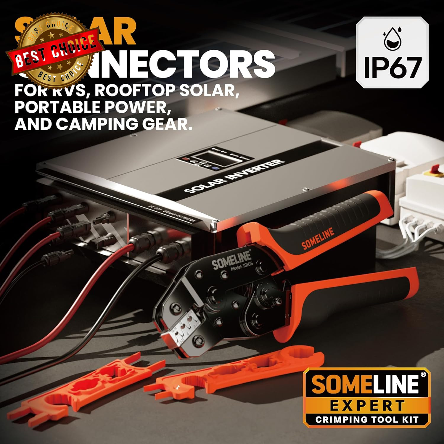 Solar Connector Crimping Tool Kit, 14-10 AWG Crimper for Solar Panel Cables, Too