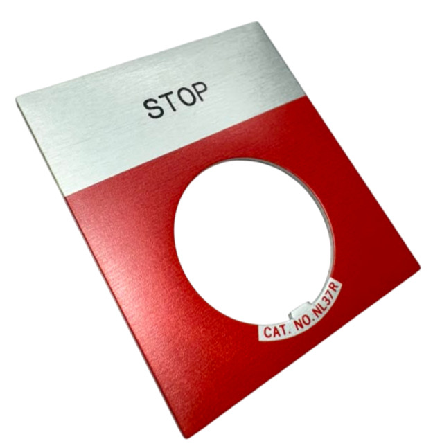 Eaton E22NL34 Red Stop Legend Plate, 22.5mm Hole, NL37R **Free Shipping**