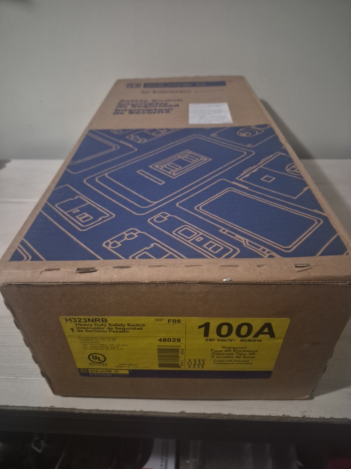 H323NRB Square D 100 Amp 240V 3P 4W Fusible Nema 3R Rated Disconnect