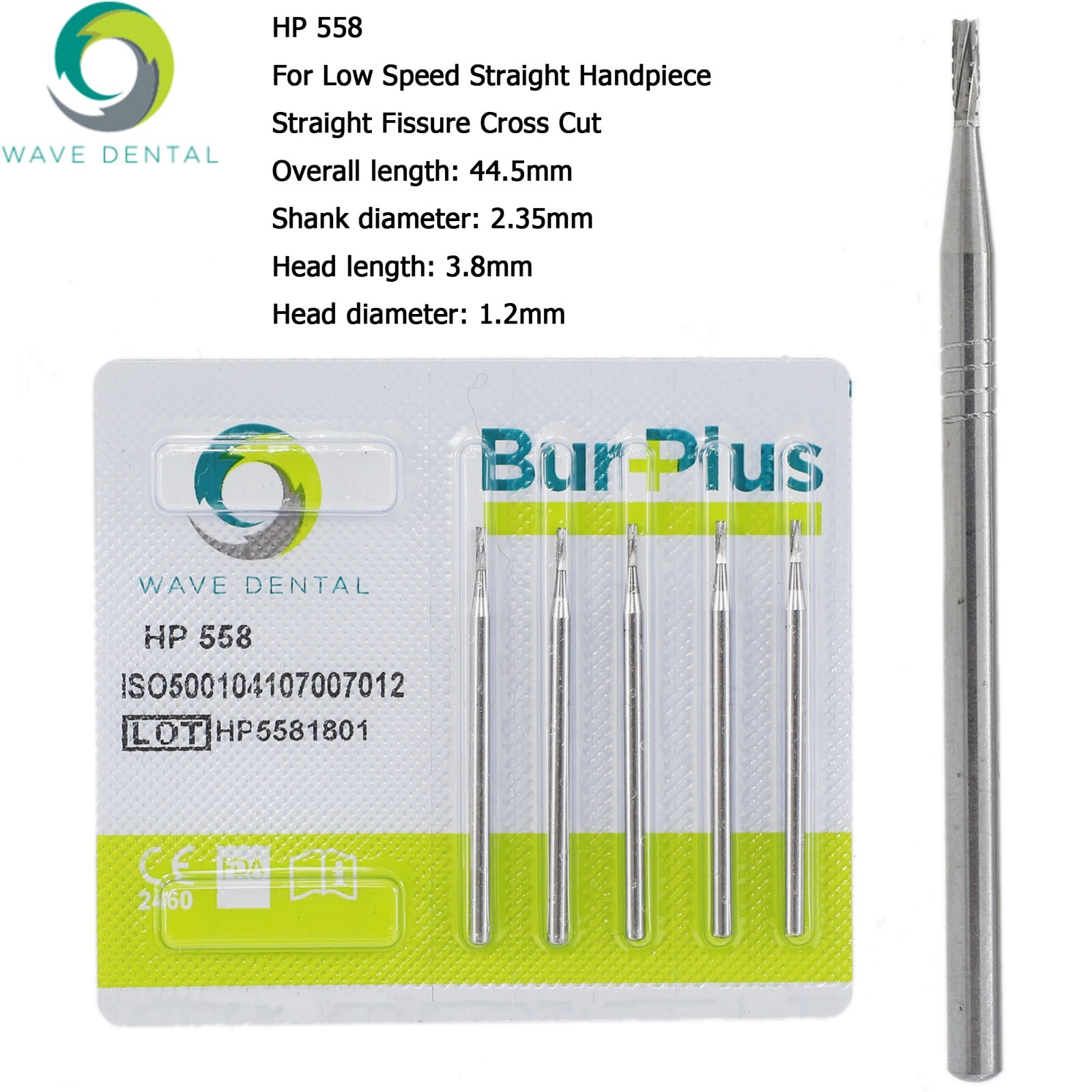 Wave Dental Carbide Burs HP 2 8 557 703L Round For Slow Speed Straight Handpiece