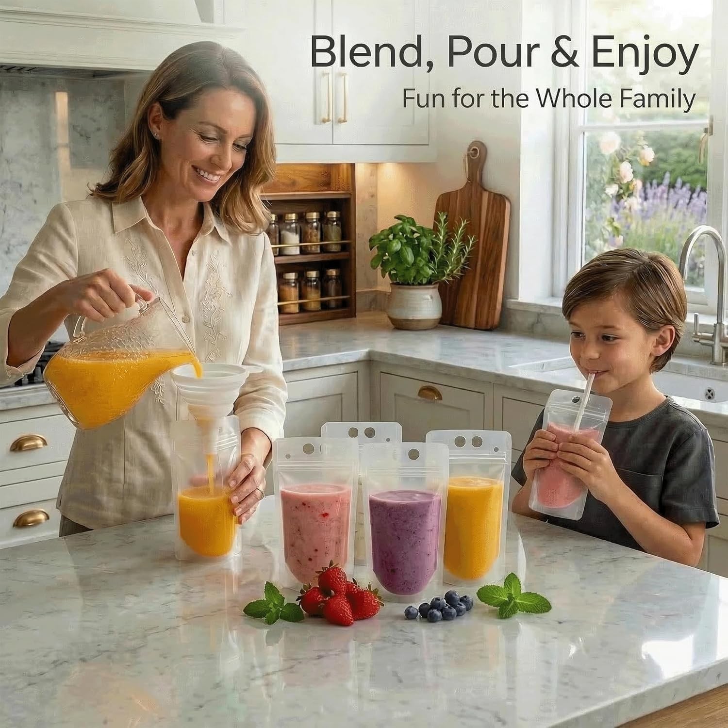 Resealable Drink Bag Set for Juice & Cocktails