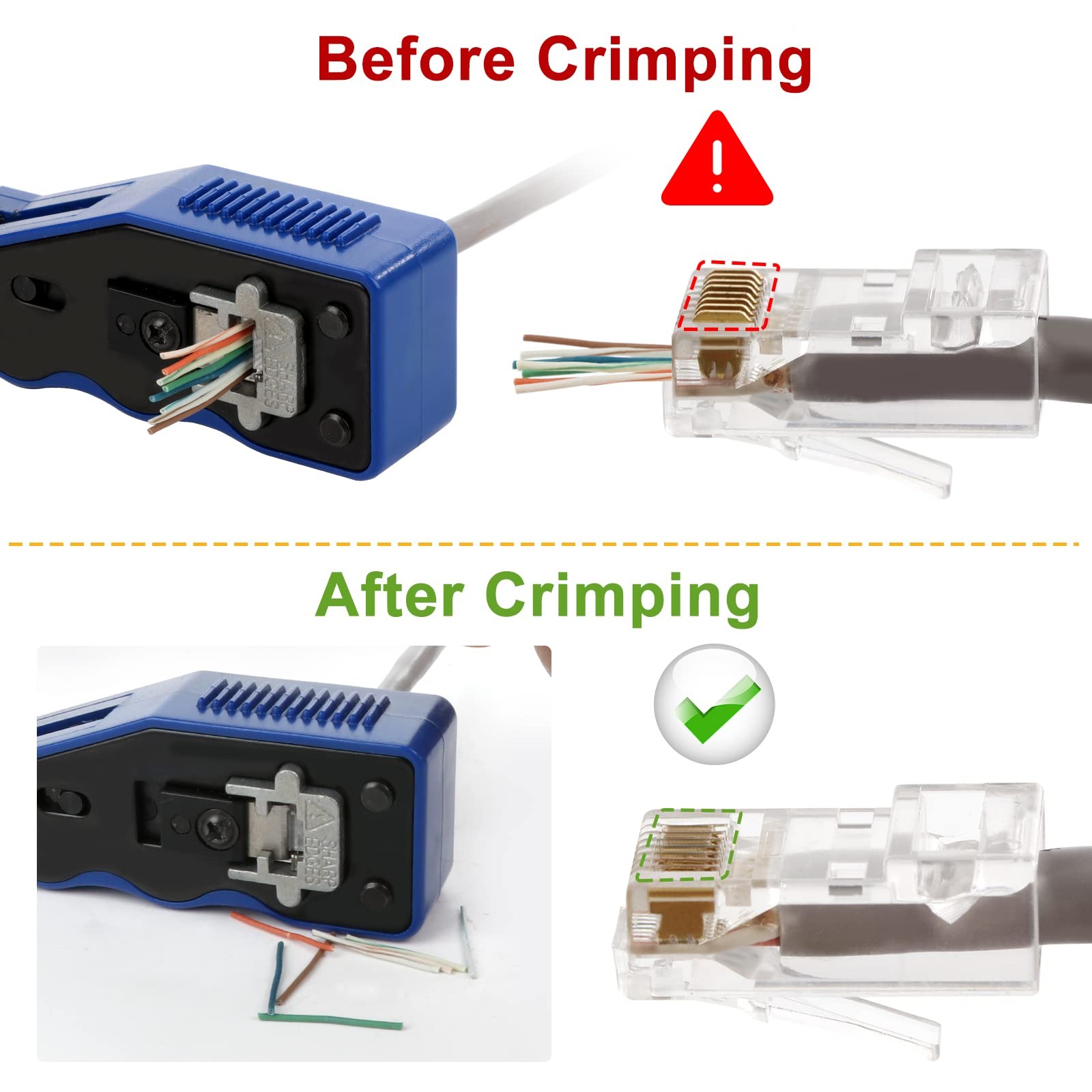 RJ45 Crimp Tool Kit Pass Thru Ethernet Crimper for Cat5e Cat6 Cat6a 8P8C Modu…
