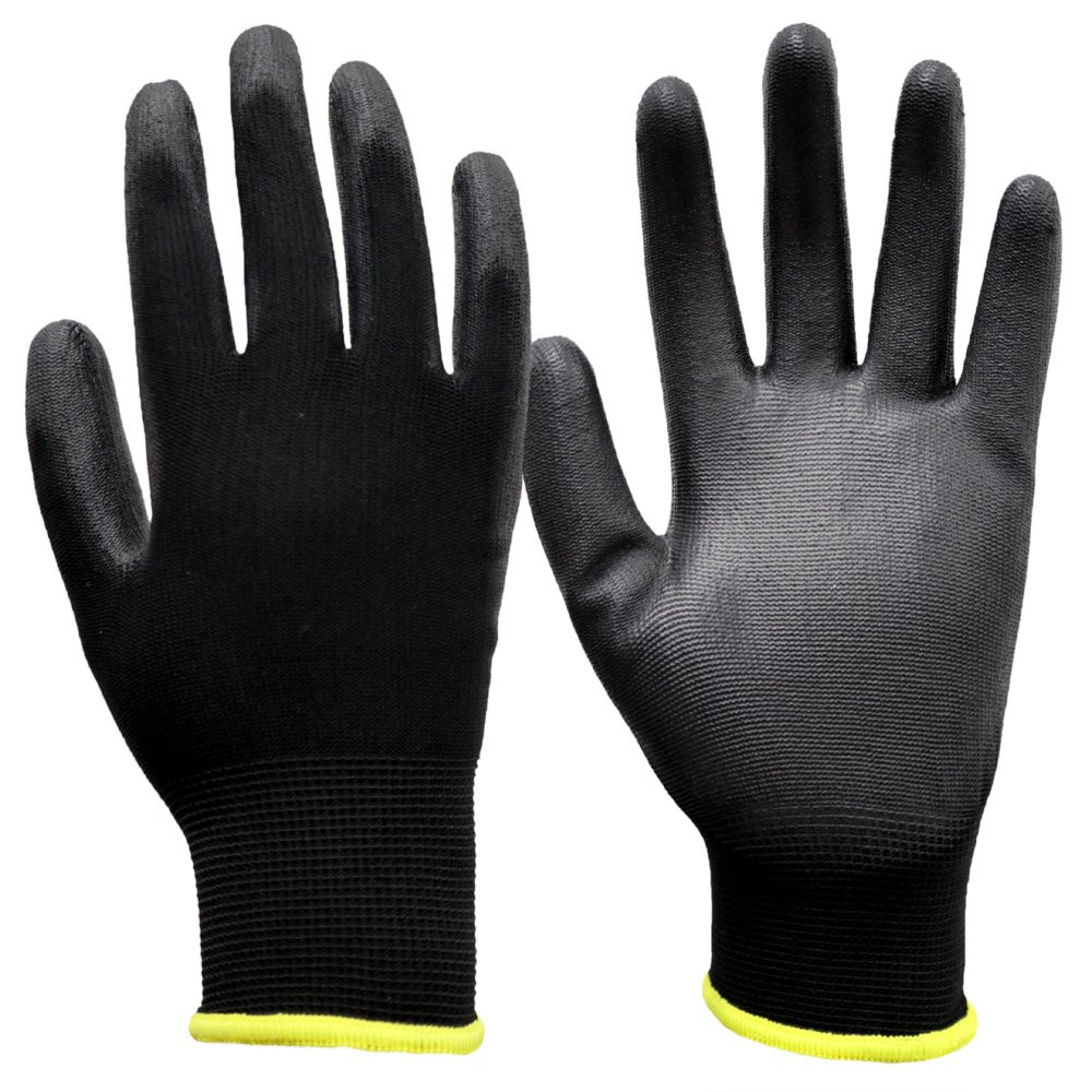 Nylon Liner PU Dipped Gripping Work Medium Gloves Automotive Construction Home