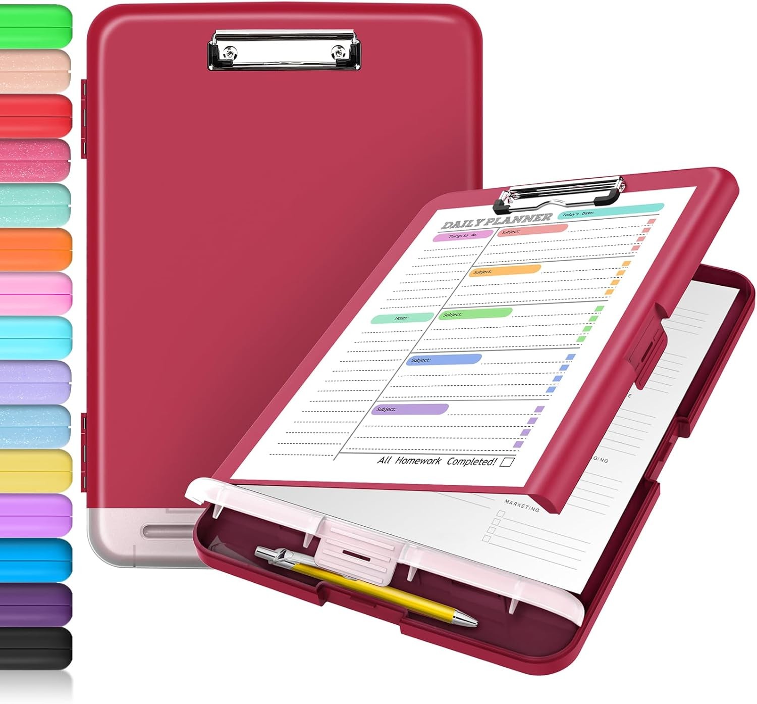 Sooez Clipboard with Storage, Clip Board 8.5 10″W x 1-1/4″D x 14-1/2″H, Black