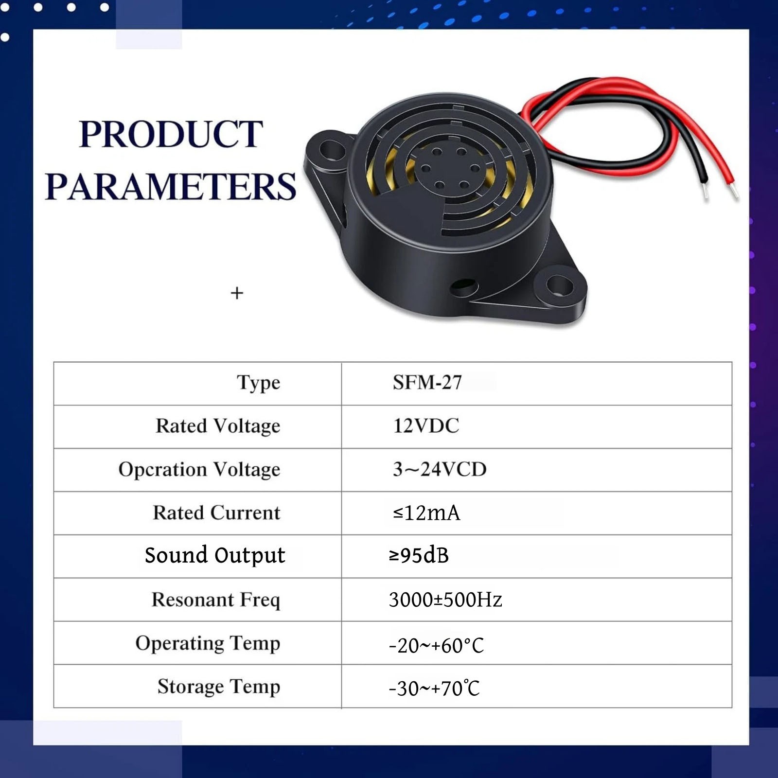 8 Pcs DC 3-24V 95dB Electronic Buzzer Active Piezo Alarm Sounder Continuous Tone