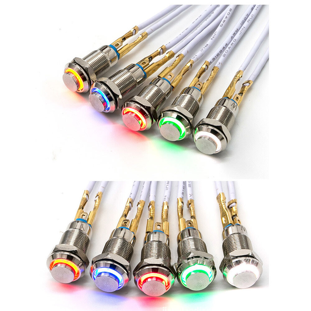 2x 8mm Small Metal Push Button Switch 4-Pin LED Latching/Self Locking Waterproof