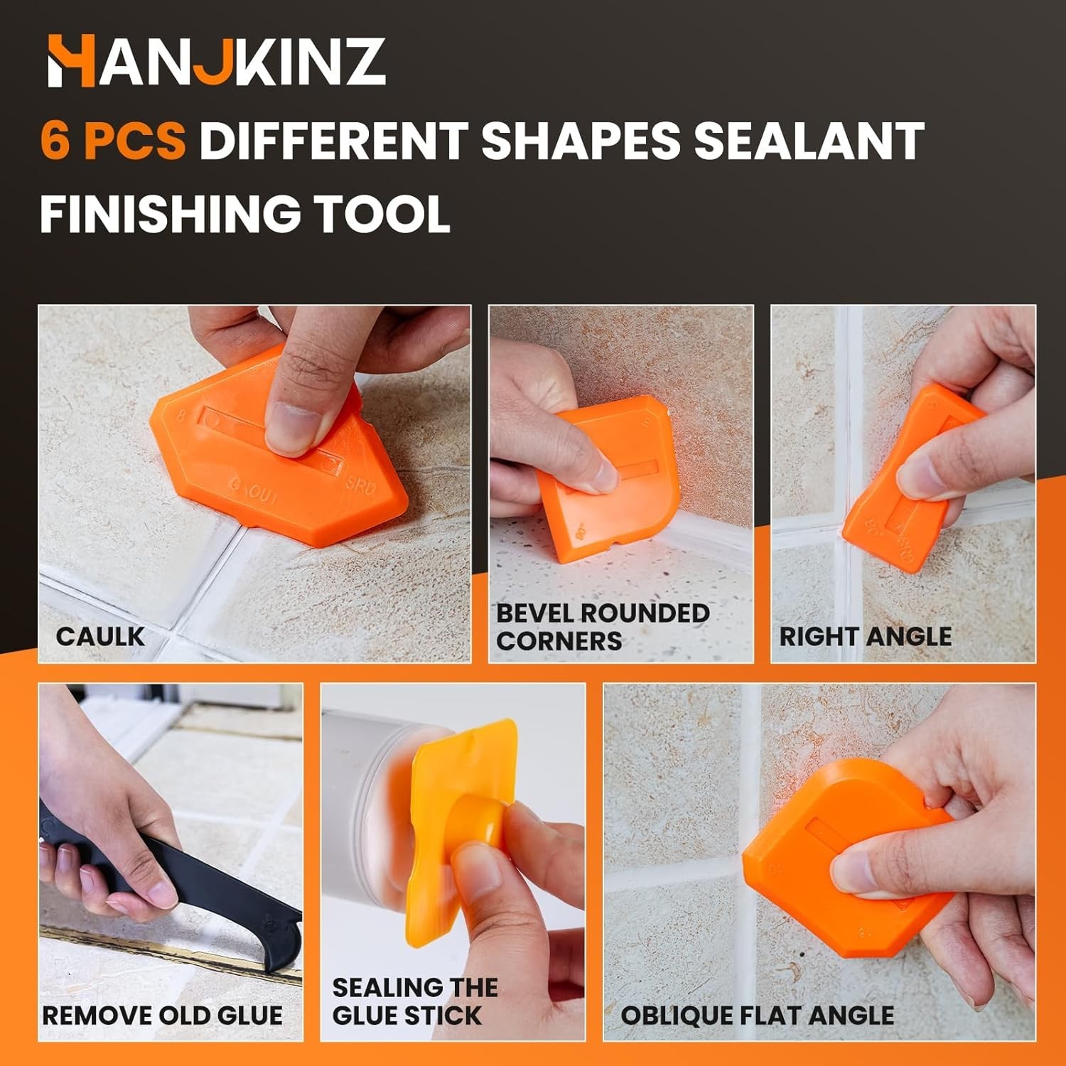 3 in 1 Silicone Caulking Tools 12 Pack Caulk Remover Finishing Kit Bathroom