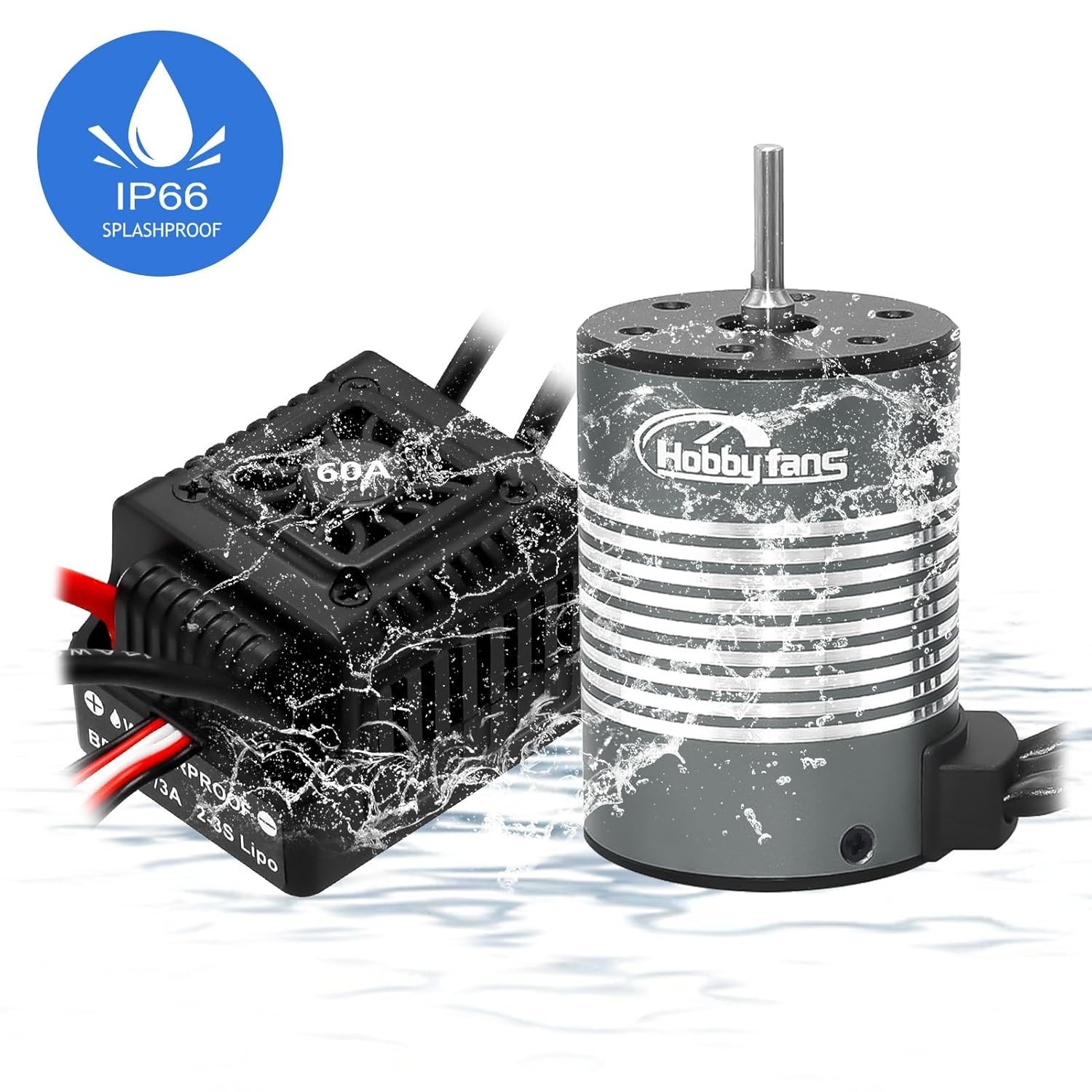 Hobby Fans Waterproof S3650 4300KV Brushless Motor 3.175mm Shaft with 60A Sense