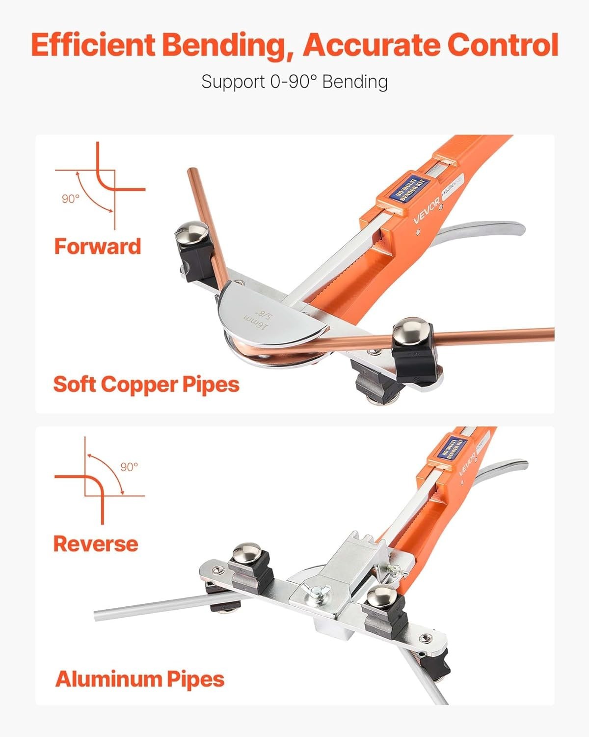 Durable Hand-Powered Pipe Bender, Forward/Reverse Operation, for Cold Bending