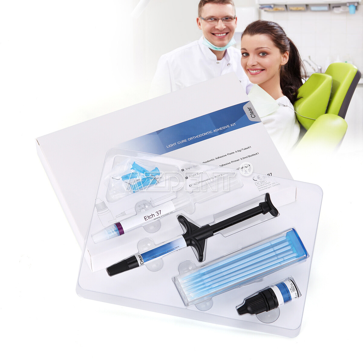 Dental Orthodontic Light Cure Adhesive Kit Blue Acid Etchant Gel for Brackets