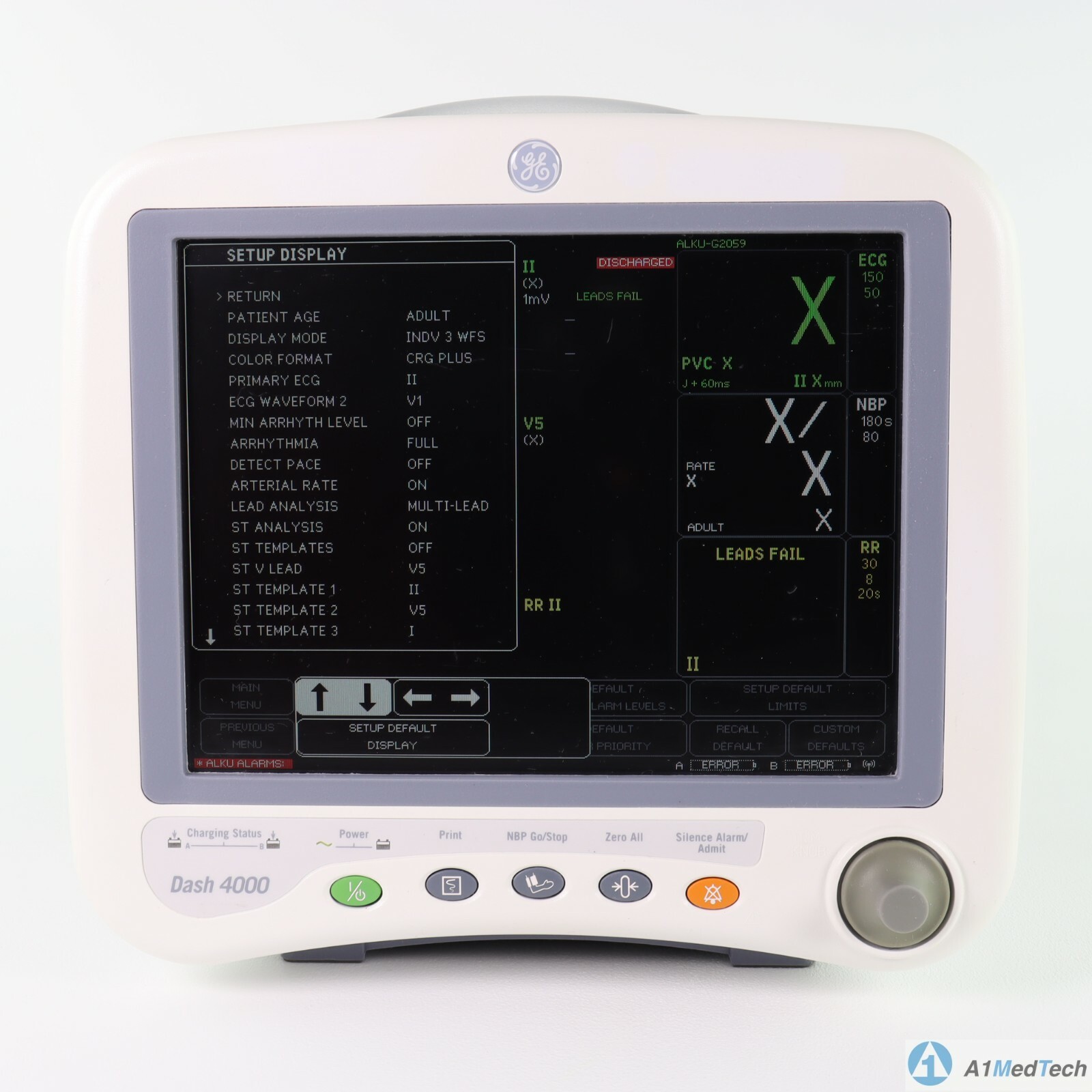 GE Medical Dash 4000 Wireless Patient Monitor 2035598-209 with Cables & Printer