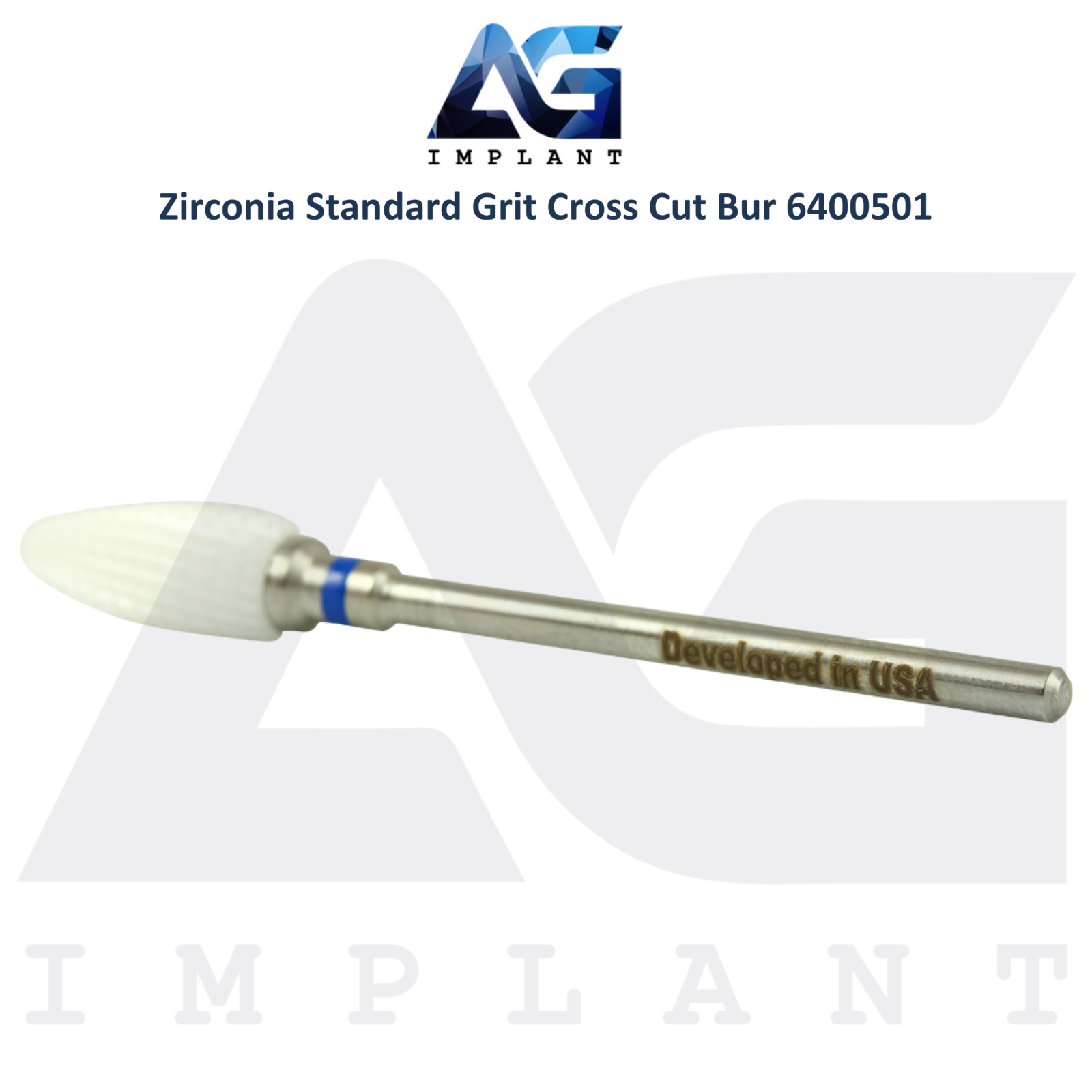 Dental Wilson Cross Cut Bullet Standard White Zirconia Bur Ø6.0×14.5mm 6400501