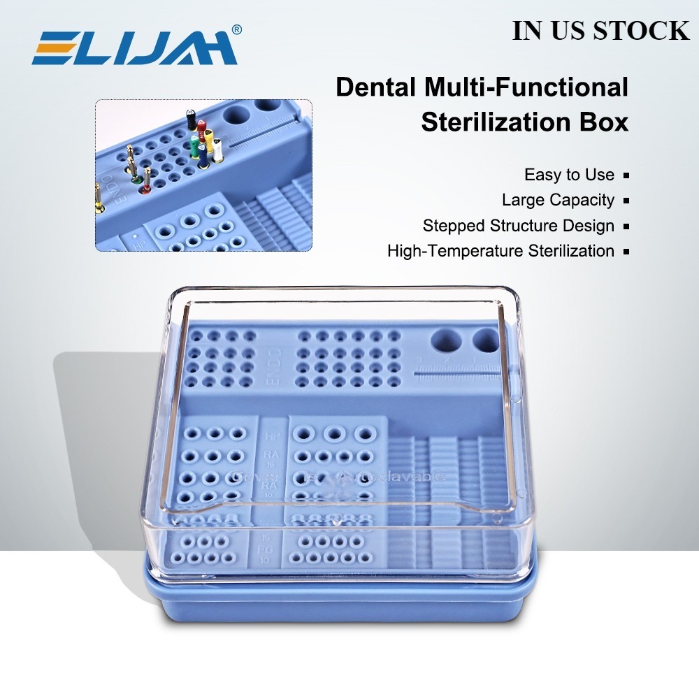 Dental Multi Functional Sterilization Box Dental Burs Box Endo Files Holder US