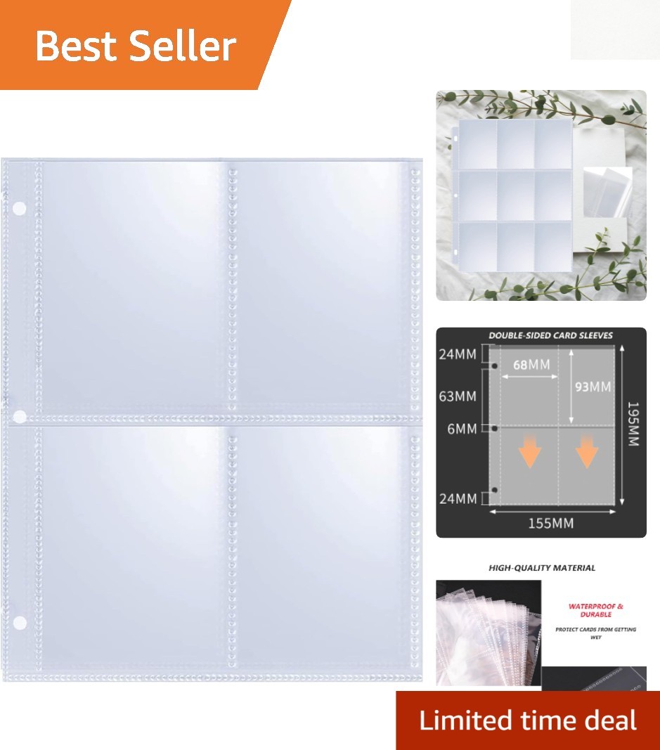 50 Pack 400 Pockets 2.5×3.5 Trading Card SleevesA5 Binder 4 Pocket Card Sleev…