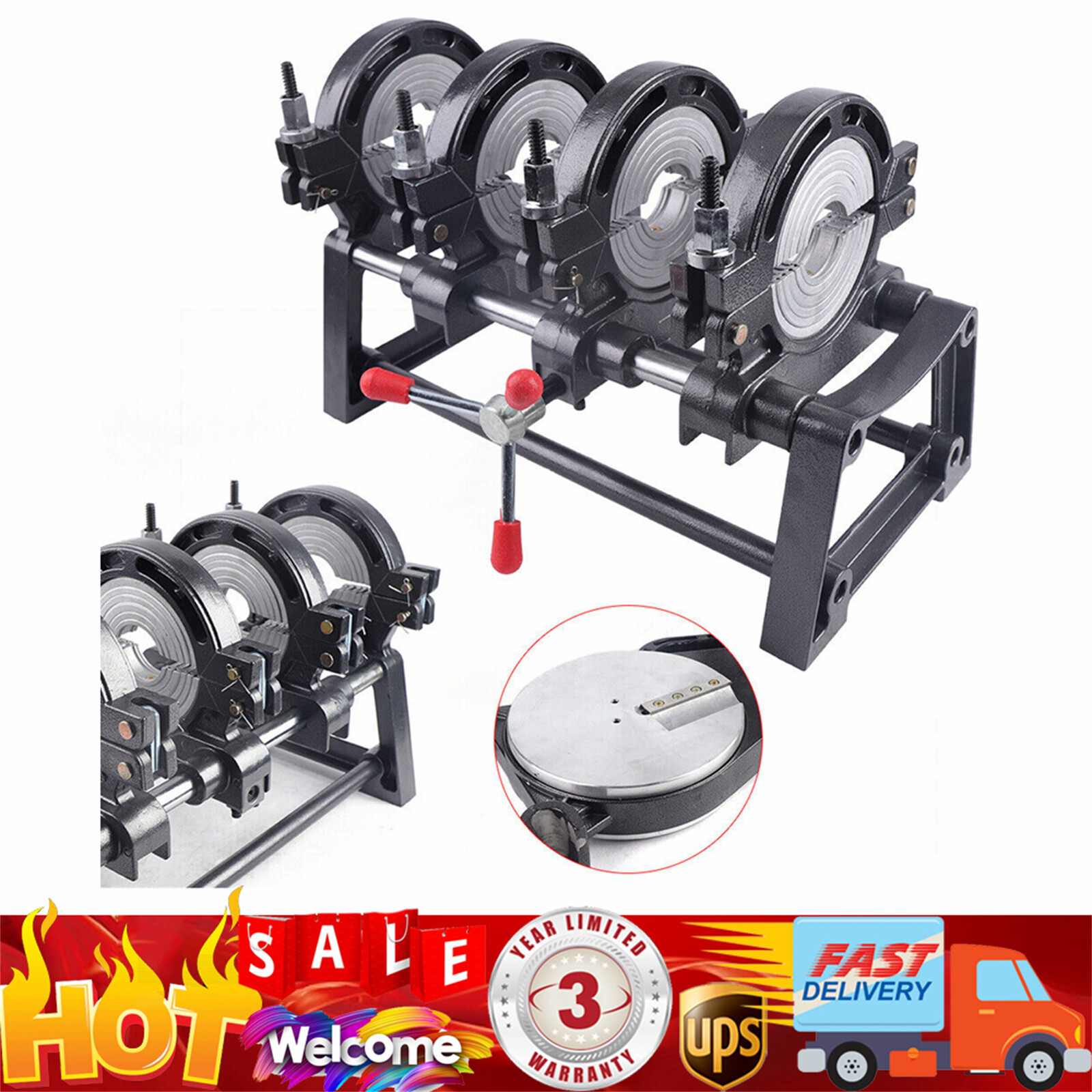 Manual Piping Pipe Fusion Welder 4 Clamps HDPE PP PE Butt Fusion Welding Machine