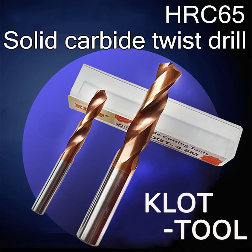 KLOT HRC65 TiCN Coated Solid Carbide Drill Bit 1.0mm-4.0mm 2-Flute CNC Tungsten