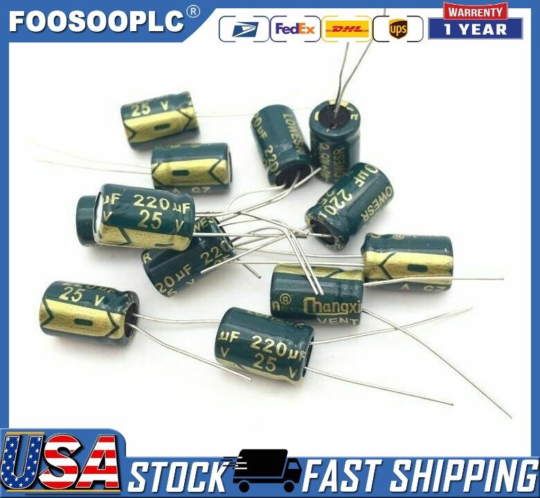 10 pcs 220uf 25v 105c radial electrolytic capacitors USA SHIPPING/SOLD