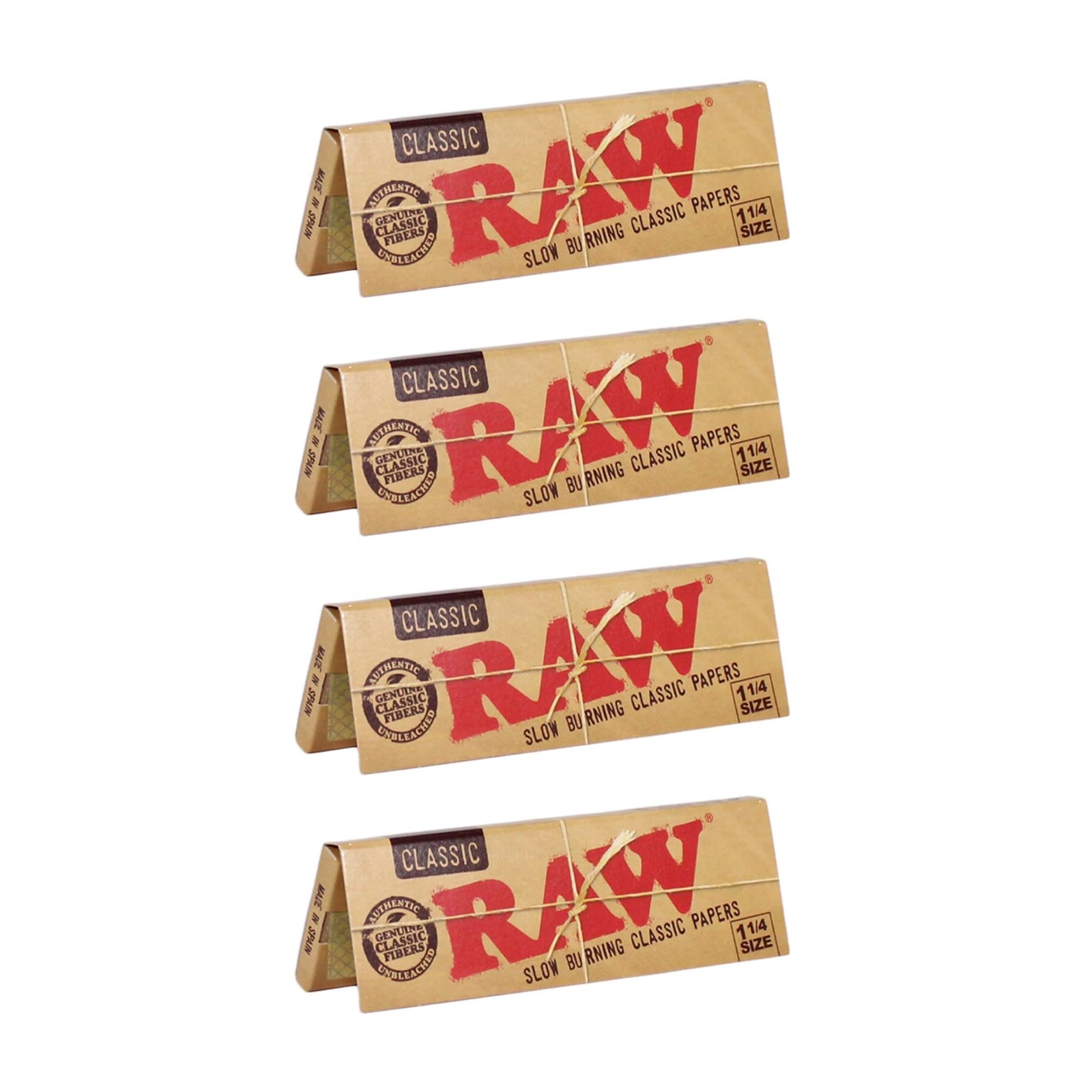 Raw Unrefined Classic 1.25 1 1/4 Size Cigarette 50 Count (Pack of 4), Yellow