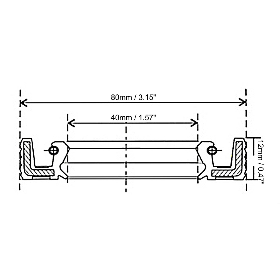 Oil Seal, TC 40mm x 80mm x 12mm, Nitrile Rubber Cover Double Lip