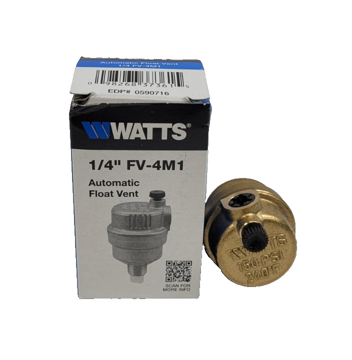 WATTS 1/4″ FV-4M1 REGULATOR AUTOMATIC FLOAT VENT 150 PSI 240° F NEW