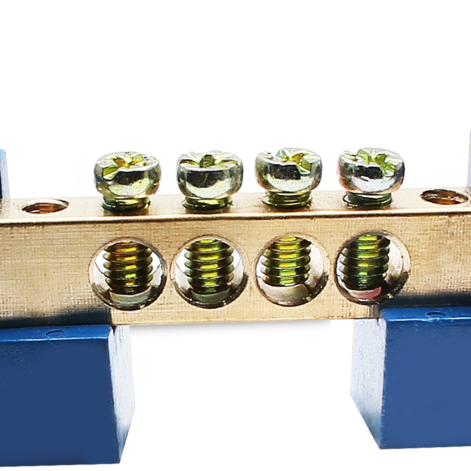 5 PCS Brass Wire Screw Terminal 4 Positions Terminal Bus Bar Blue Grounding