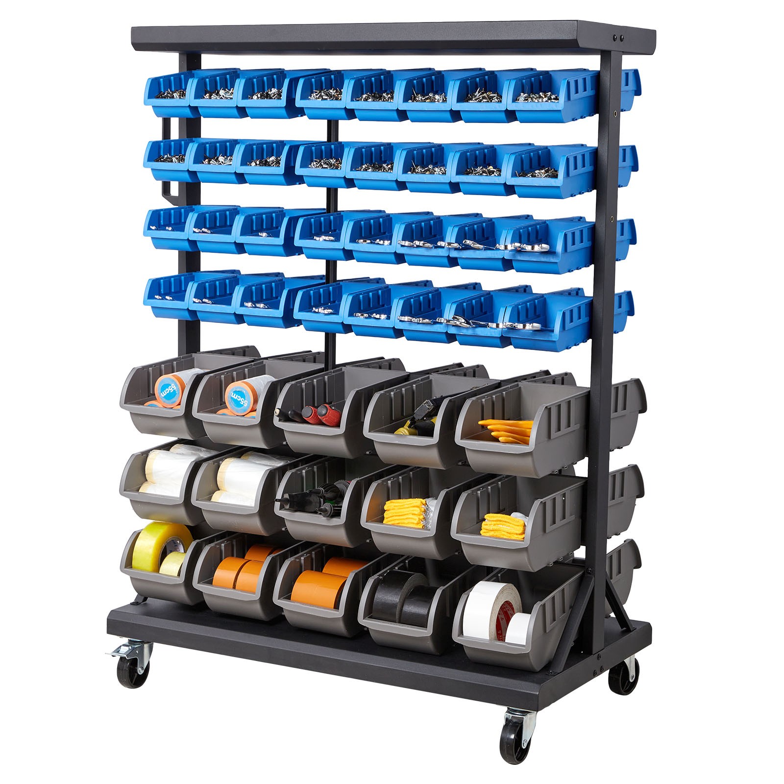 Uimoso Double-Sided Rolling Storage Rack with 7 Tiers and 94 Bins
