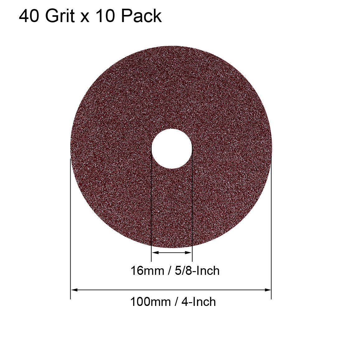 4-Inch x 5/8-Inch Aluminum Oxide Resin Fiber Discs Center Hole 40 Grit 10Pcs