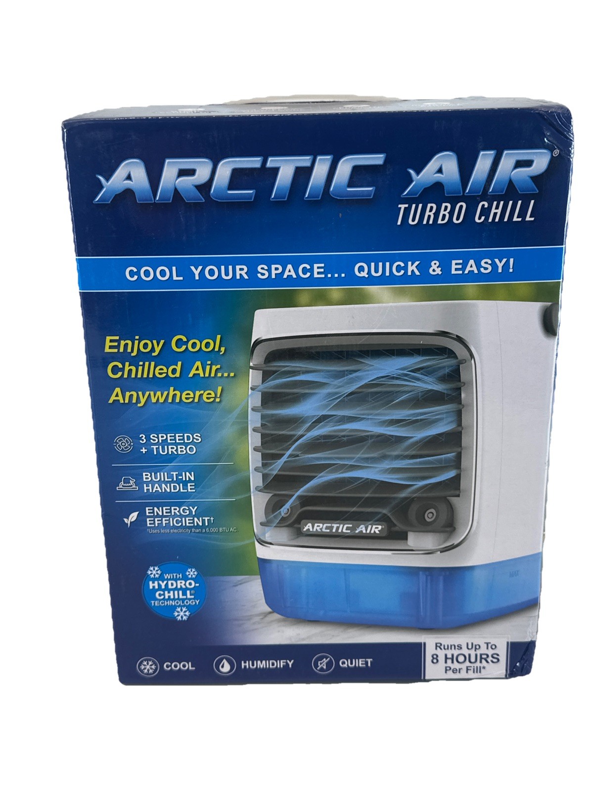 ARCTIC AIR Turbo Chill Desktop Evaporative Space Cooler with LED Nightlight