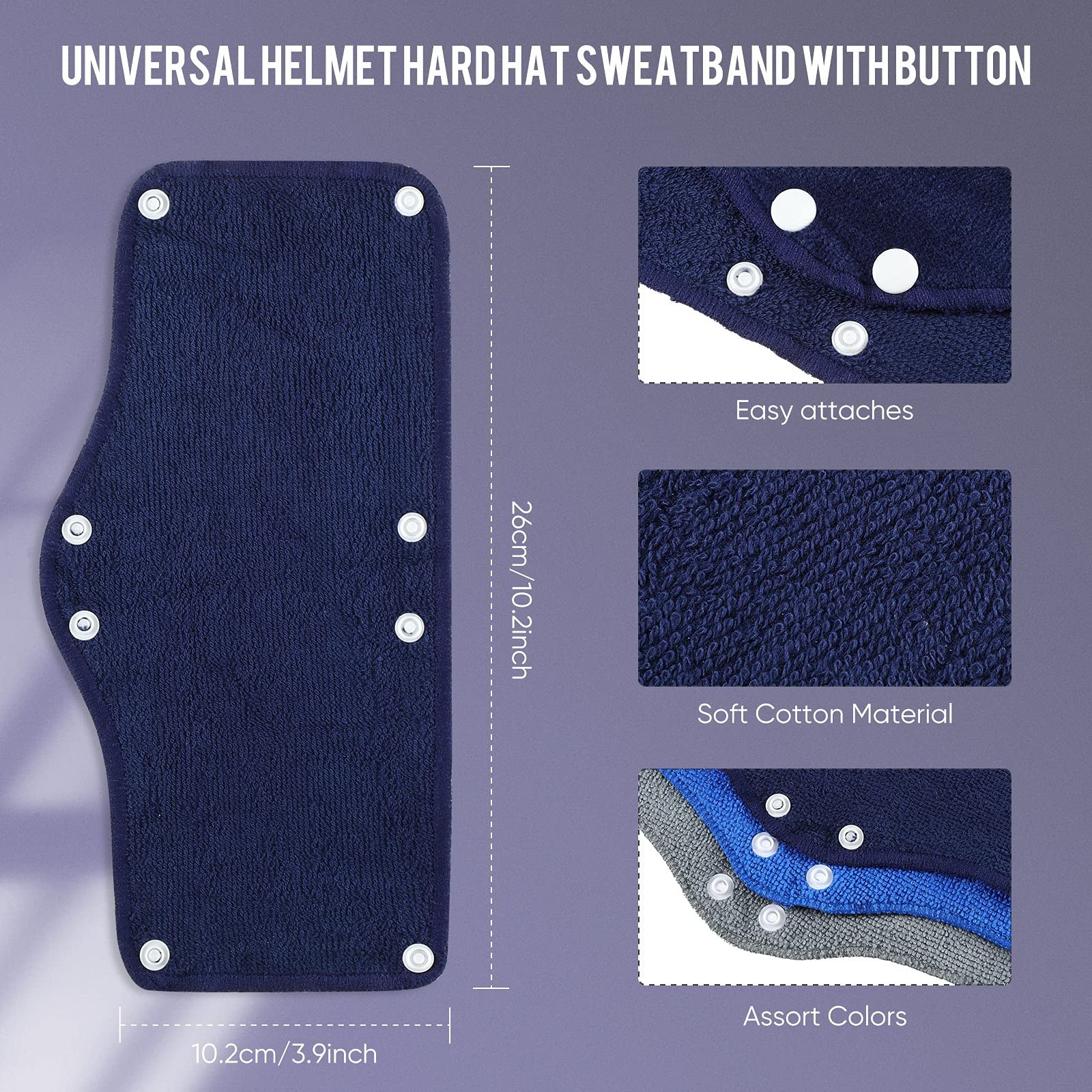 Funtery 12 Pieces Hard Hat Sweatband Washable Reusable Medium, Blue,Gray