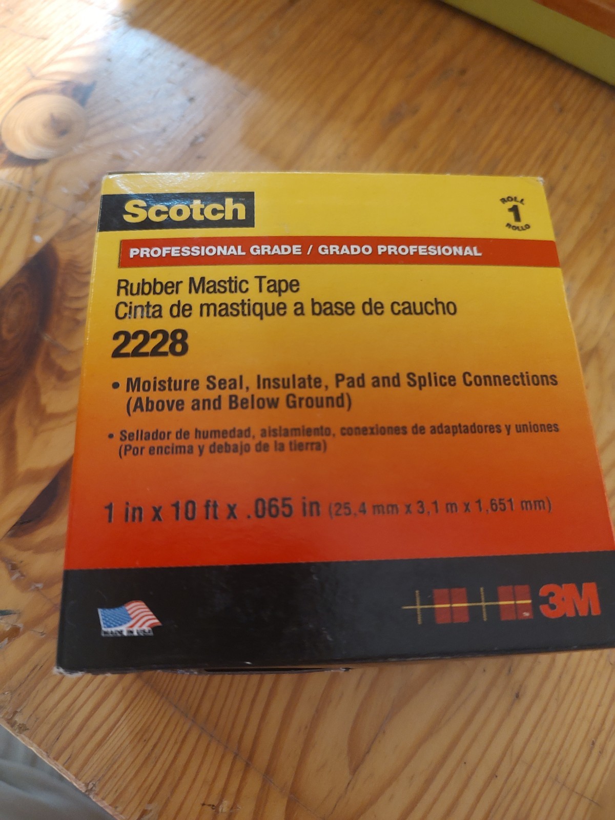 3M Scotch Rubber Mastic Tape 2228, 1 in x 10 ft, Black, Conformable, Black