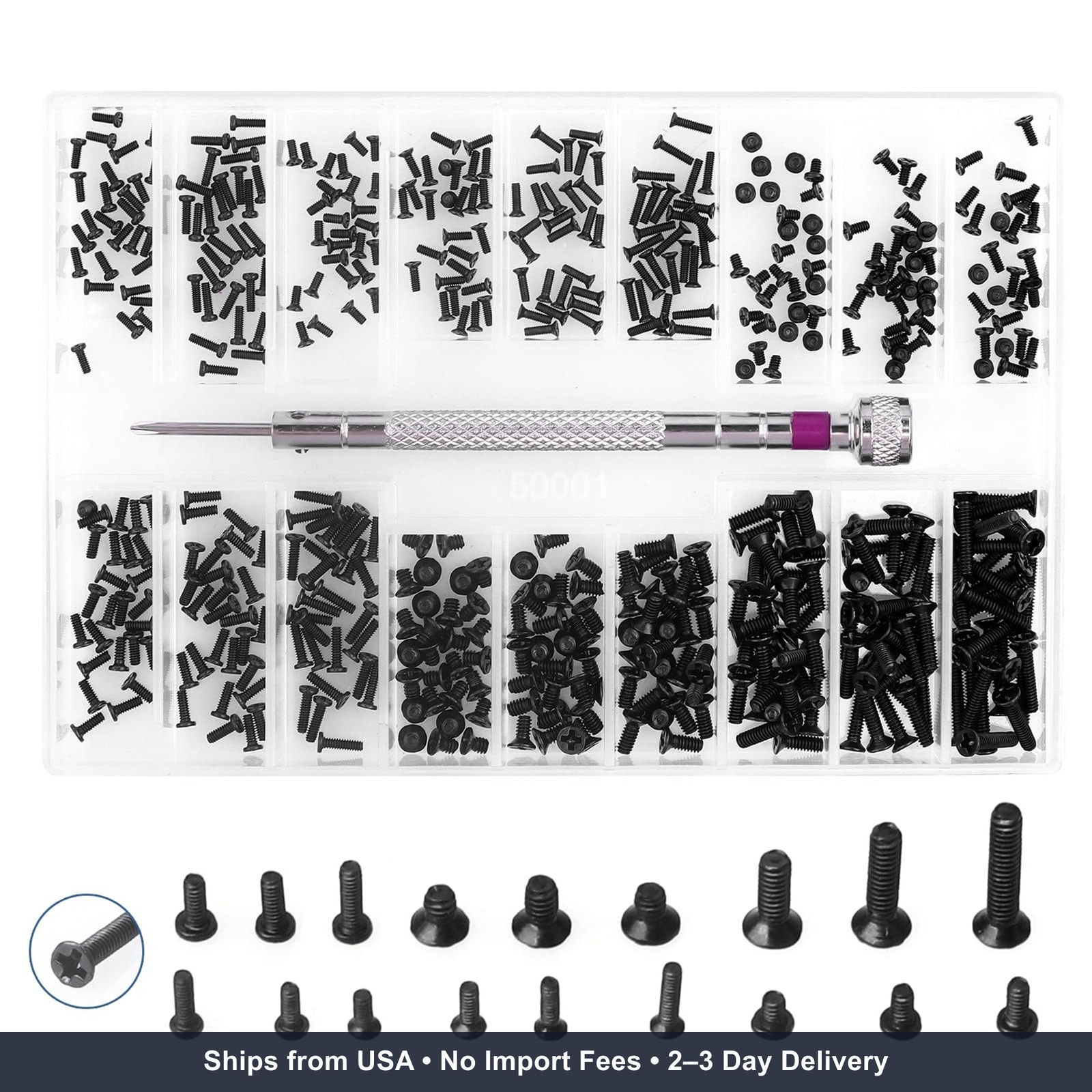 Computer Screws Laptop Screws 500 Pcs M1.2/M1.4/M2.0 Small Screws Kit for Mother