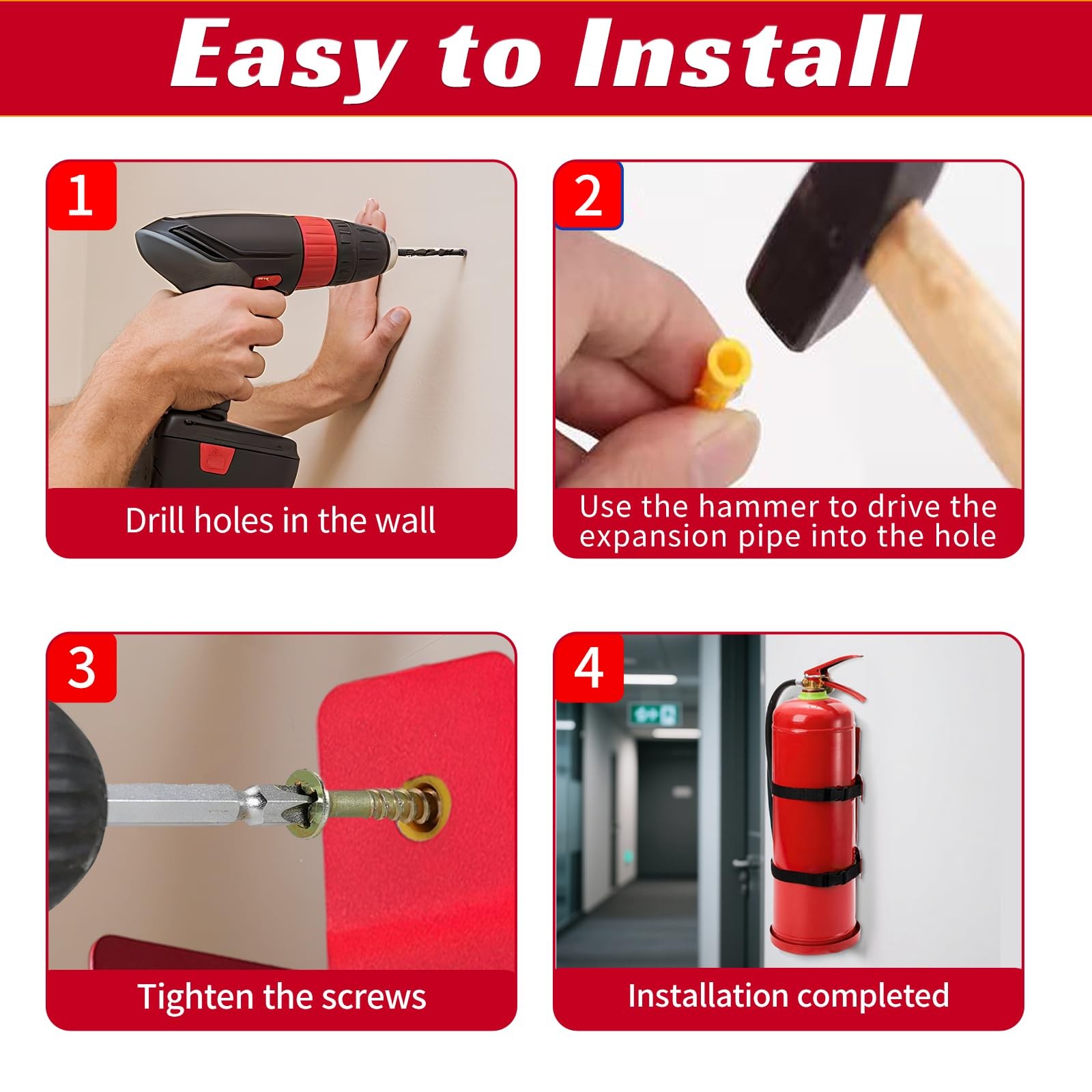 5 LBS Wall Mounted Fire Extinguisher Bracket Mount for Home Car RV Truck