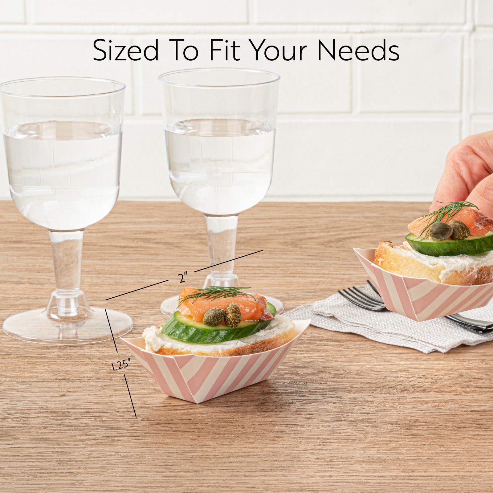 Restaurantware Bio Tek 2oz Disposable Paper Food Boats – Pink & White Stripe