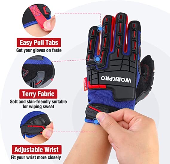 WORKPRO Heavy Duty Work Gloves w/PVC Protection Synthetic Leather Wear-Resistant