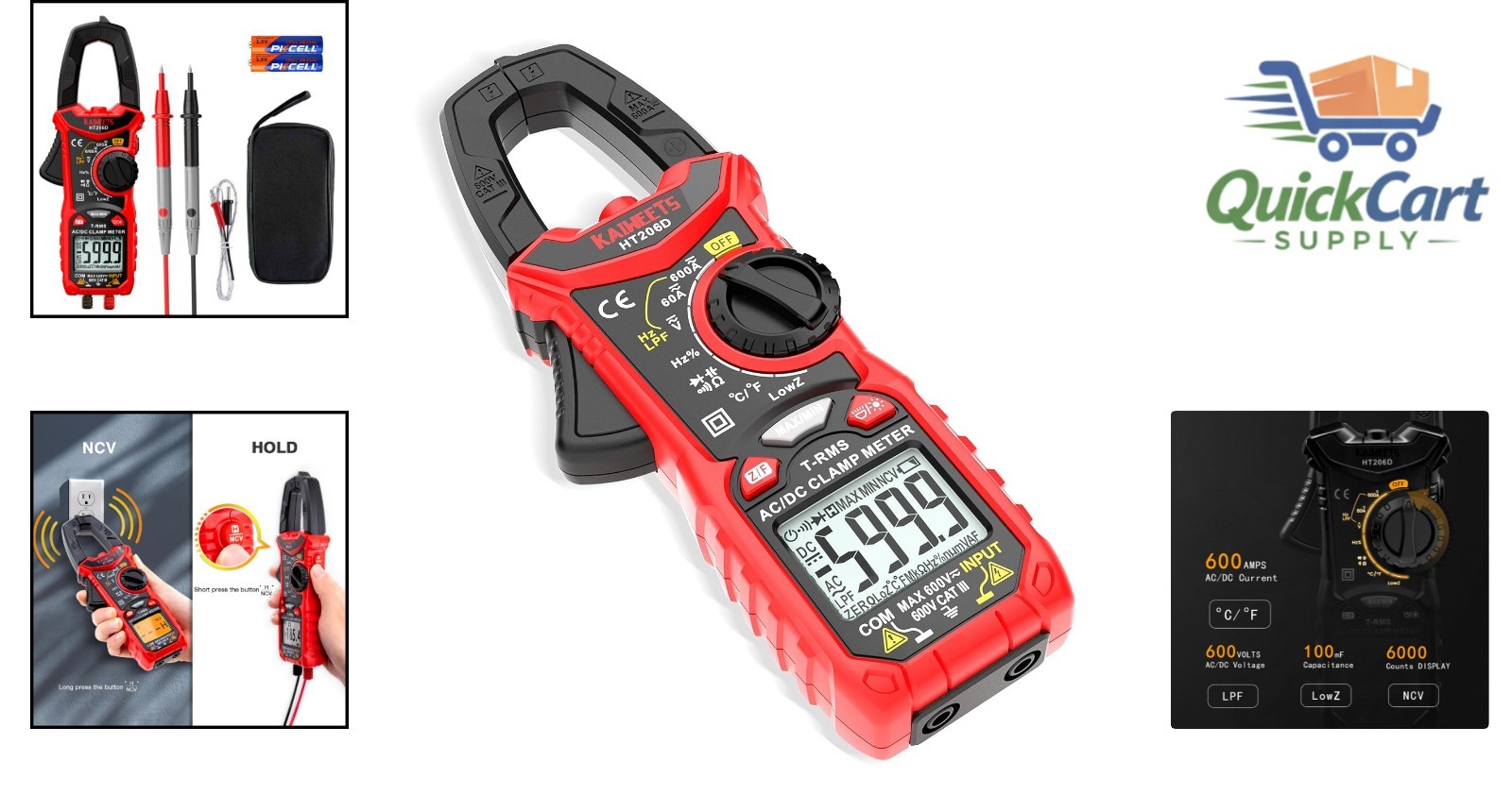 Professional Digital Clamp Meter with Two-Color Backlit LCD and Multi-Functions