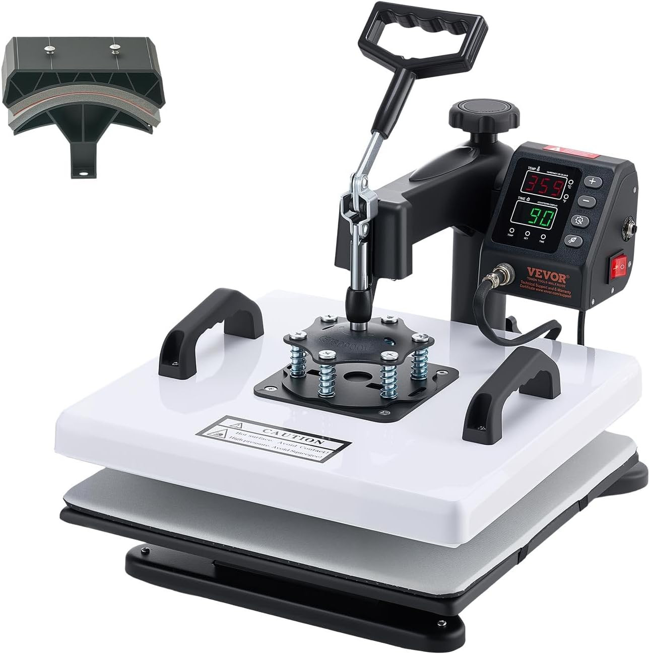Heat Press Machine, 15 X 15 In, 2-In-1 Multifunction, 360° Swing Away, 1200W Dou