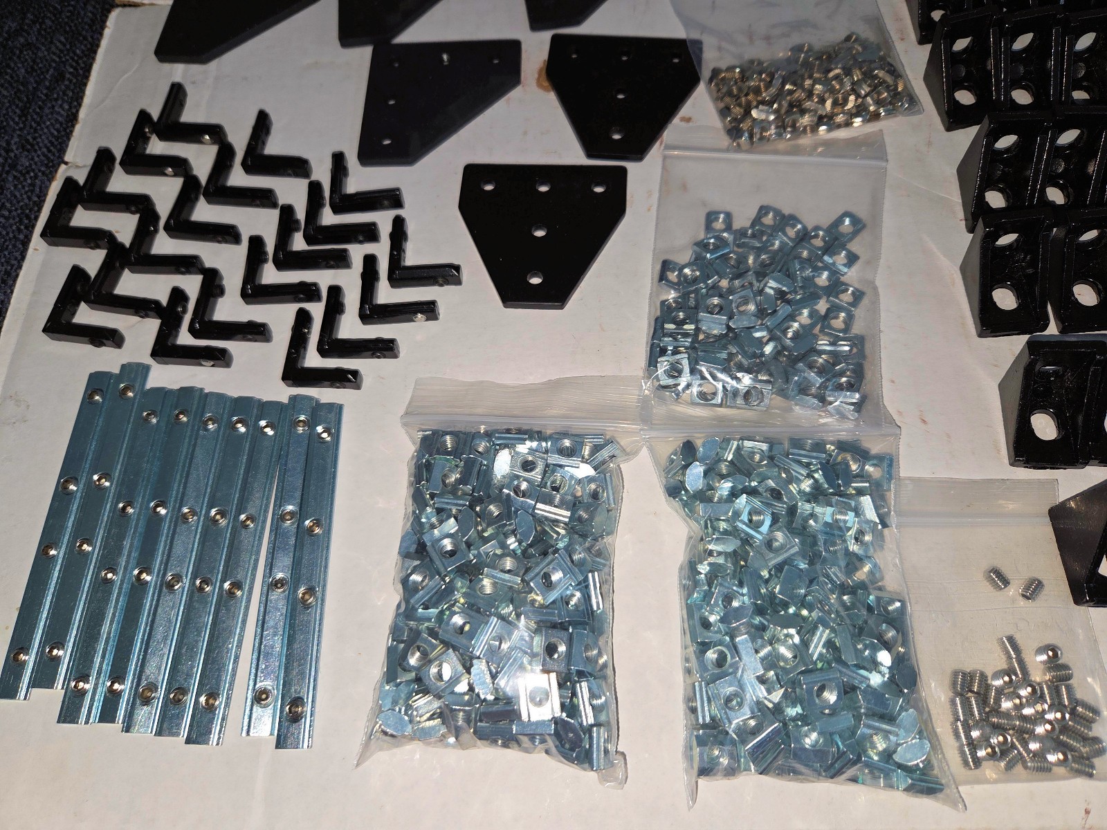 Large Lot Aluminum Extrusion, Angle Brackets, Bolts, T-Nuts, etc