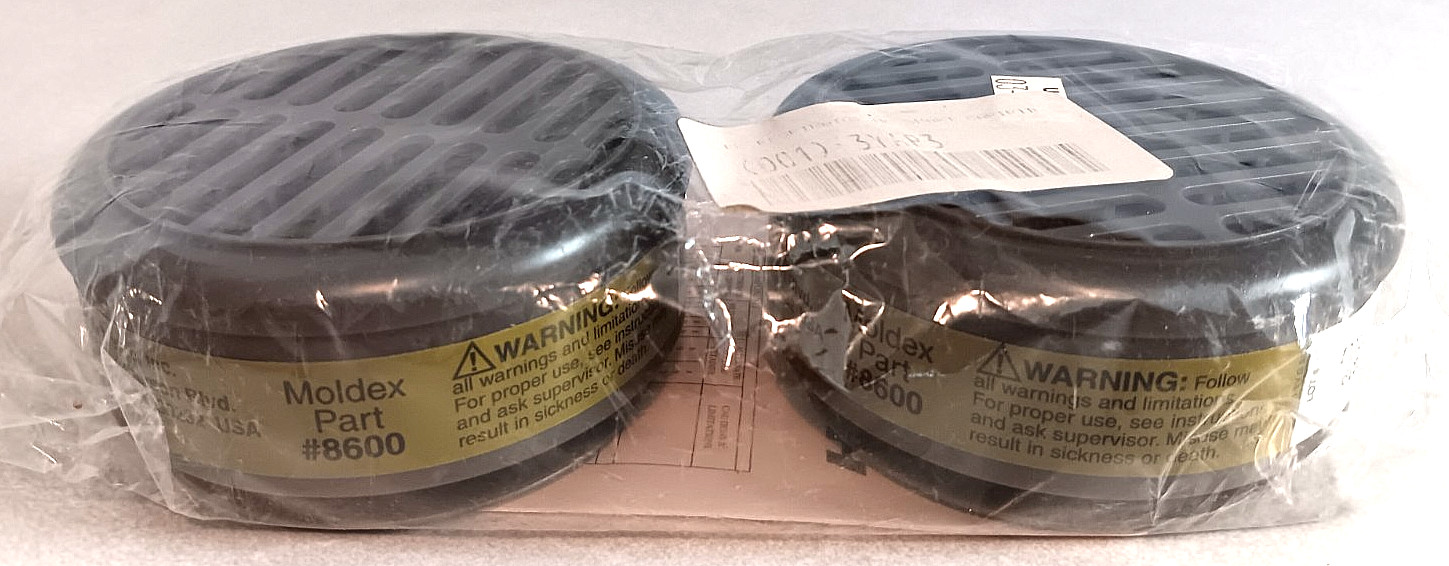 MOLDEX NIOSH 8600 CARTRIDGE OLIVE SNAP-IN GASKET MOLDEX 8000 SERIES LOT OF 2