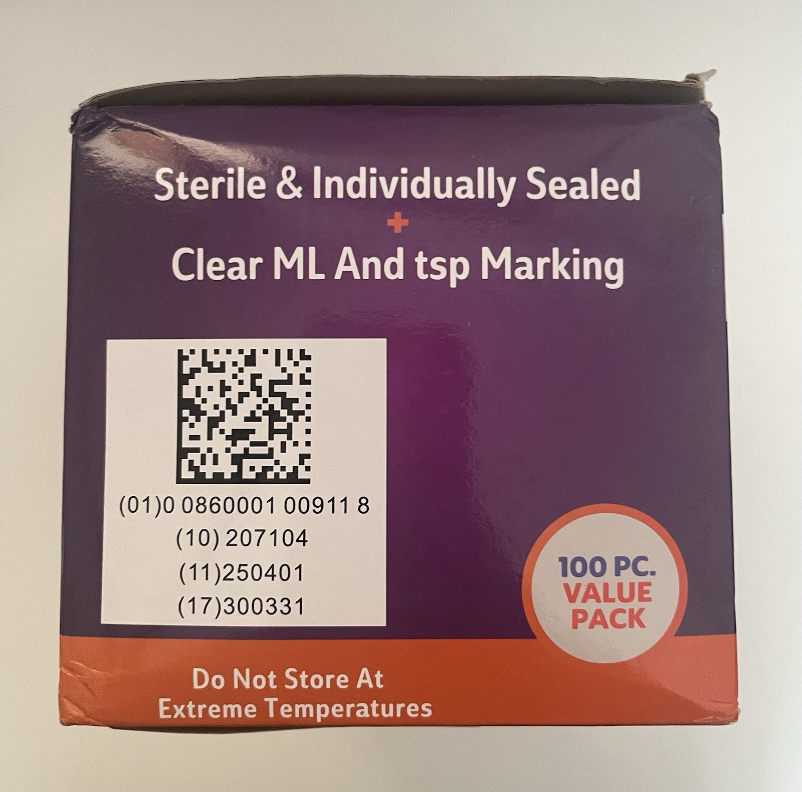 Brandzig Oral Syringe 3mL Luer Slip Tip w/Cap 100 Count Value Pack Damaged Box