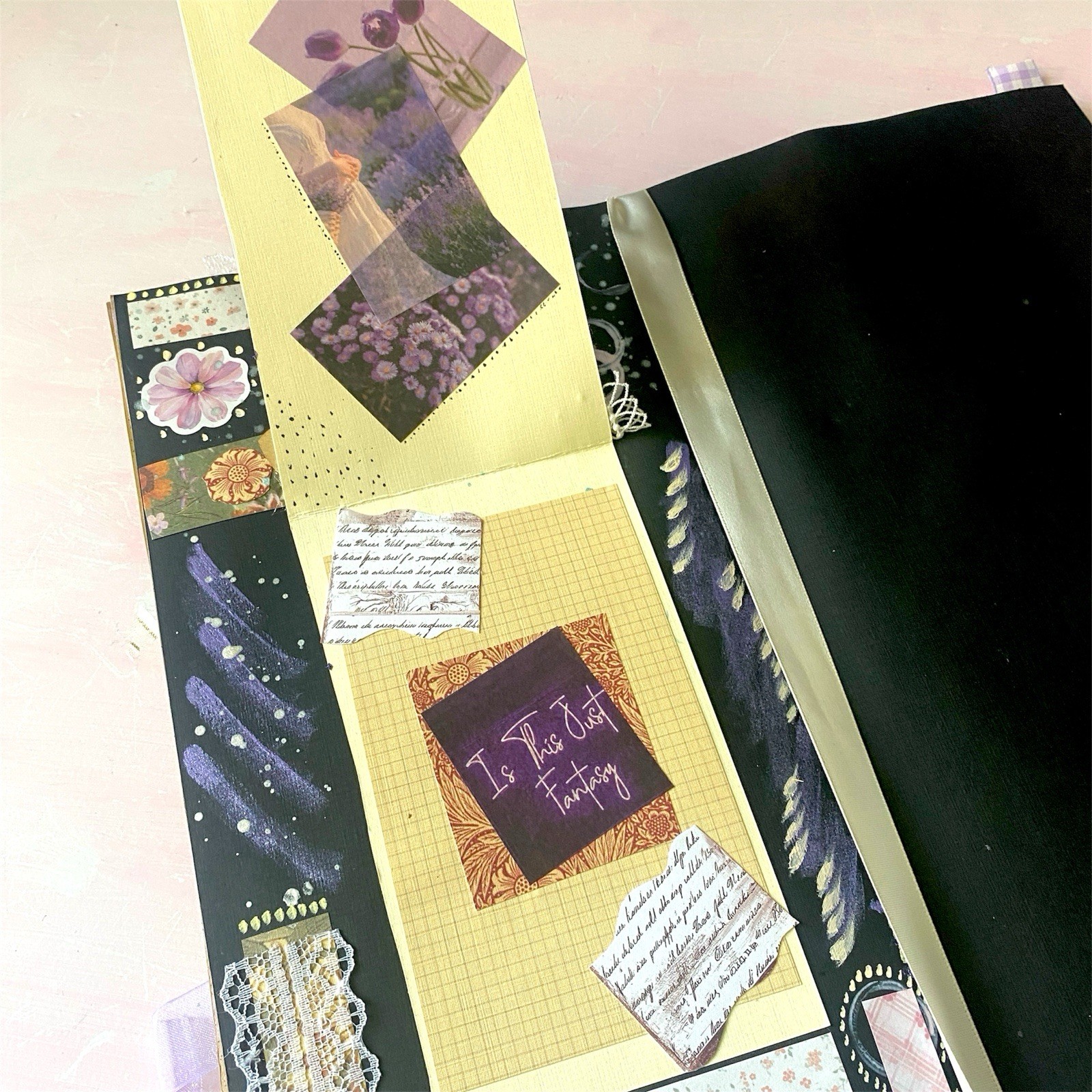 Handmade Art Junk Journal Mixed Media Collage Book Abstract Cardstock 12×6”