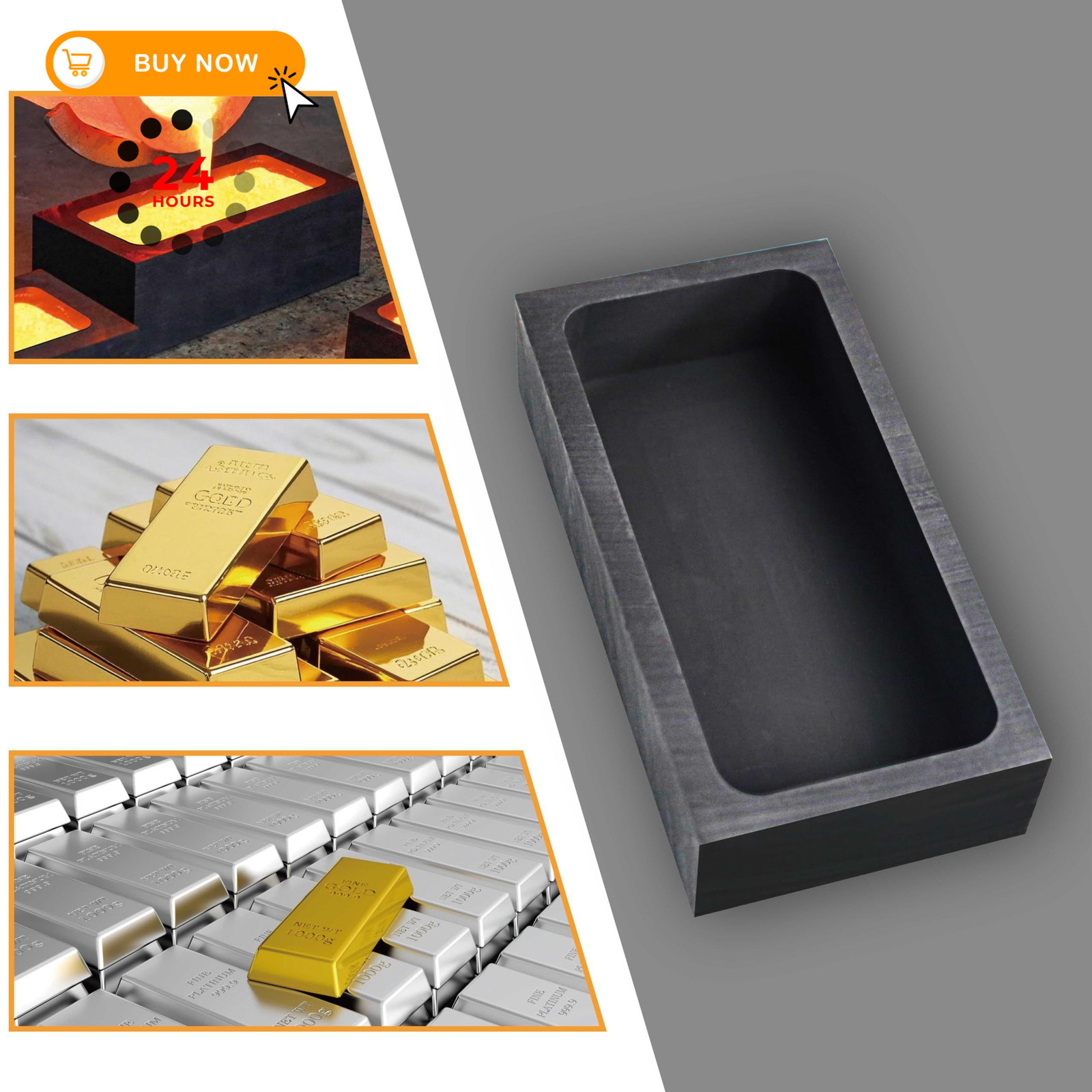 Nelyrho 1 Piece 8kg Graphite Ingot Mold for Casting Gold 8kg-1 piece, black