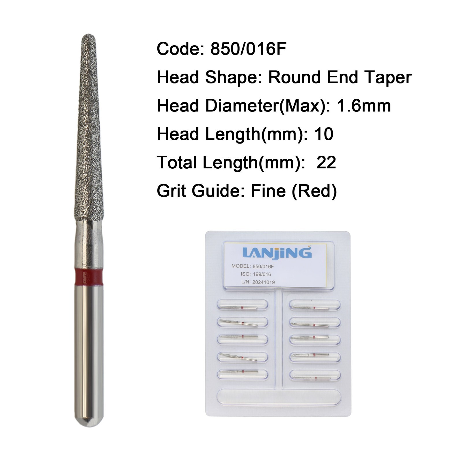 Dental Burs Diamond FG Round End Taper Football Surgical Long High Speed 856 850