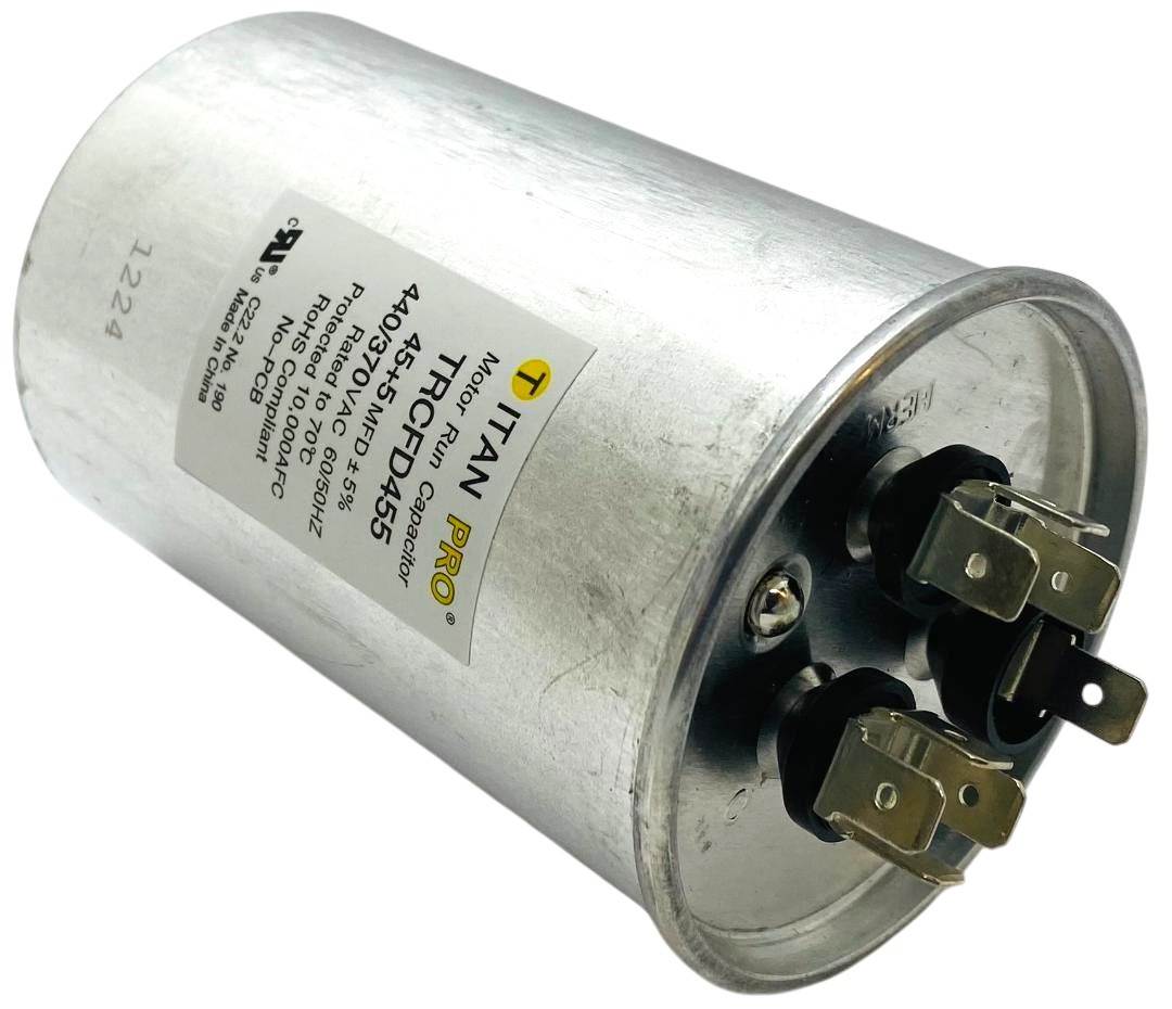 Packard Titan Pro Run Capacitor, Round, 45+5 Mfd, 440-370V, TRCFD455